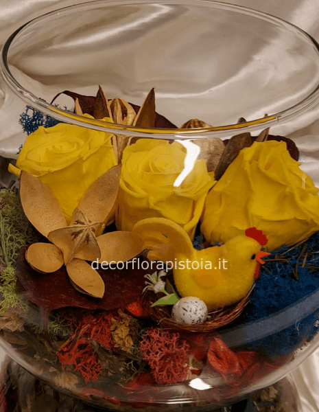 CENTROTAVOLA CON ROSE STABILIZZATE